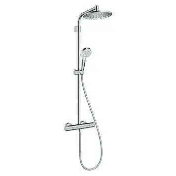 Hansgrohe regendoucheset Crometta S met handdouche en thermostaatkraan 2 standen chroom - hartafstand kraan 15 cm