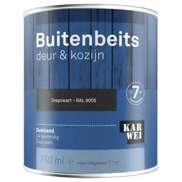 KARWEI buitenbeits deur & kozijn dekkend RAL 9005 diepzwart 750 ml
