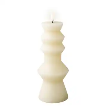 Lumineo wax kaars creme warm wit LED verlichting 23 cm