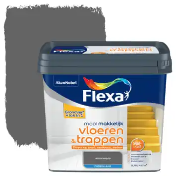 Flexa Mooi Makkelijk vloeren & trappen zijdeglans antraciet 750 ml