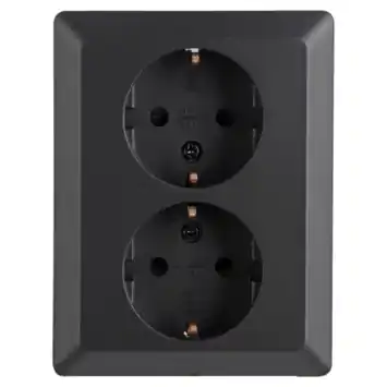 Q-Link Inbouw Dubbel Geaard Stopcontact Zwart