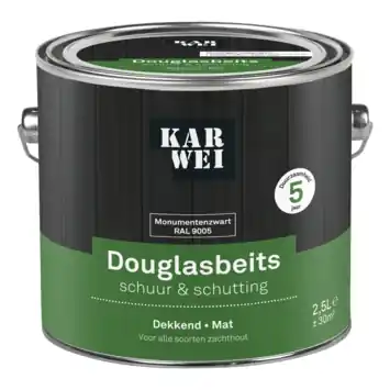 KARWEI douglas beits Schuur & Schutting dekkend RAL 9005 monumentenzwart 2,5 liter
