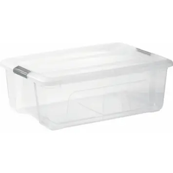 Iris opbergbox Click 30 liter transparant met grijze clips inclusief deksel
