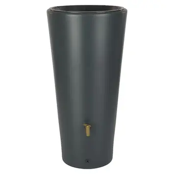 Garantia regenton Vaso 220L donkergrijs kunststof 53 x 53 x 120 cm met plantenbak, kraantje en vulautomaat