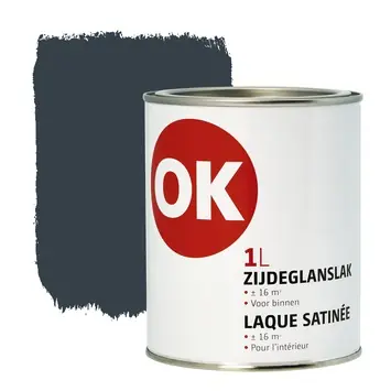 OK binnenlak zijdeglans antraciet 1 liter