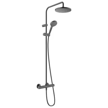 Hansgrohe regendoucheset Vernis Blend 200 met handdouche en thermostaatkraan 2 standen zwart  - hartafstand kraan 15 cm