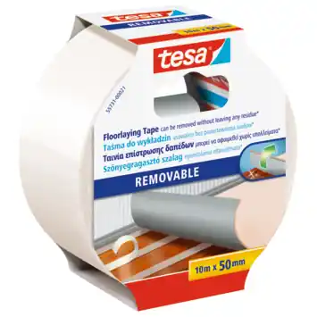 Tesa tapijttape verwijderbaar wit 50 mm x 10 m