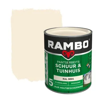 Rambo Pantserbeits Schuur & Tuinhuis zijdeglans dekkend RAL 9001 750 ml