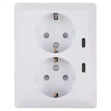 KARWEI Zenith Dubbel Stopcontact Geaard met Twee USB-C Poorten Wit