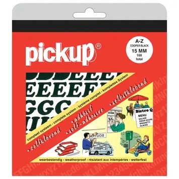 Pickup plakletter A-Z zwart 15 mm