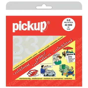 Pickup plakcijfers 0-9 Helvetica wit 40 mm