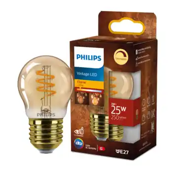 Philips LED kogel E27 25W filament goud spiraal dimbaar