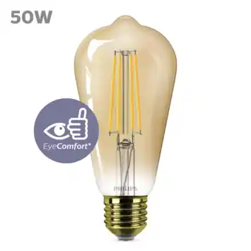 Philips LED edison E27 50W filament goud dimbaar