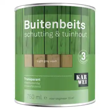 KARWEI buitenbeits schutting & tuinhout transparant light grey wash 750 ml