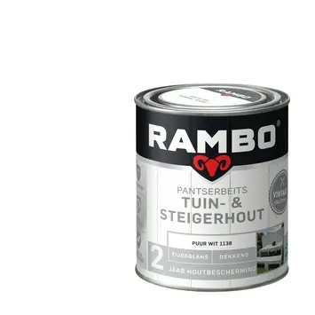 Rambo Pantserbeits Vintage tuin- en steigerhout zijdeglans dekkend puur wit 750 ml