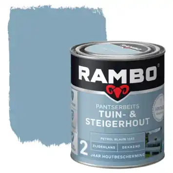 Rambo Pantserbeits Vintage tuin- en steigerhout zijdeglans dekkend petrol blauw 750 ml
