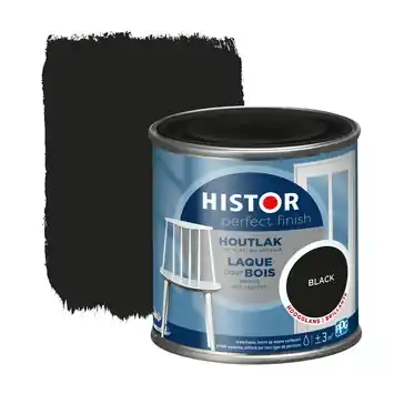 Histor Perfect Finish houtlak hoogglans RAL 9005 zwart 250 ml