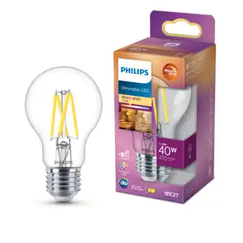 Philips LED peer E27 40W filament helder warmglow dimbaar
