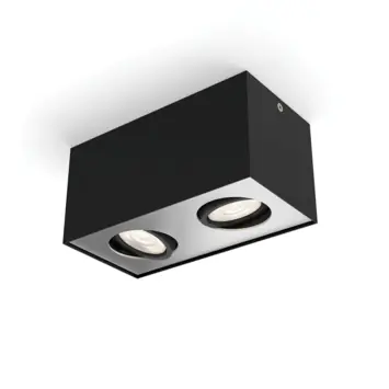 Philips duospot Box zwart - Incl 2X LED 4,5W WarmGlow dimbaar