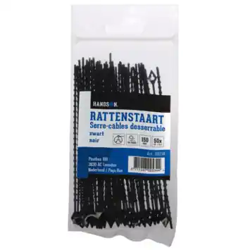 Handson Kabelclip Rattenstaart Zwart 150 mm 50 Stuks