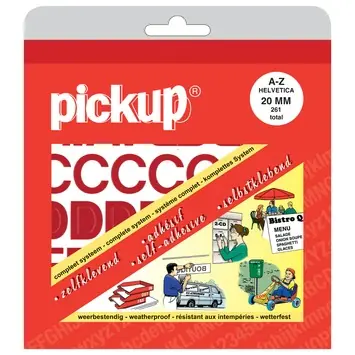 Pickup plakletter A-Z rood 20 mm