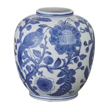 Keramieken vaas wit blauw 26,5x26,5x29cm