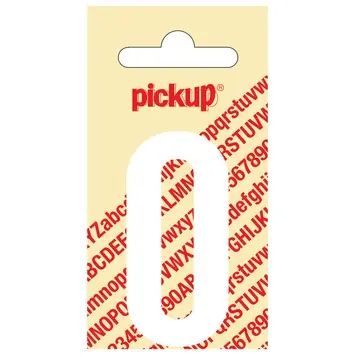 Pickup plakcijfer 0 wit mat 60 mm