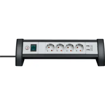 Brennenstuhl Premium-Office-Line stekkerdoos met USB 4-voudig 1,8m H05VV-F 3G1,5