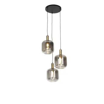 QAZQA 3-lichts hanglamp Zuzanna 40W E27 zwart staal