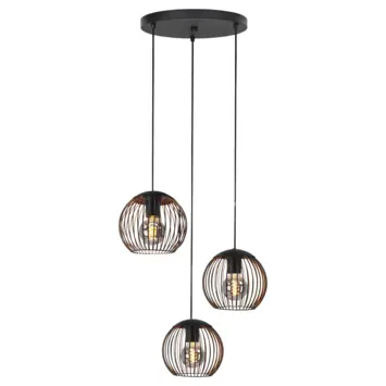 Eglo Hanglamp Almanzora 3-lichts zwart/koper Ø46,5cm