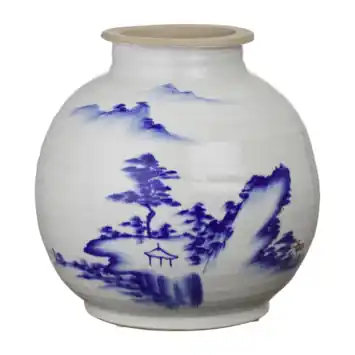 Keramieken pot wit blauw 30x30x30cm