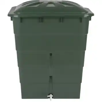 Garantia regenton rechthoekig 300L groen kunststof 80x92 cm inclusief kraantje