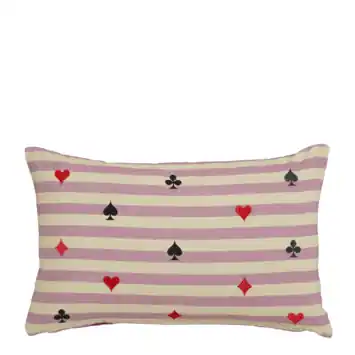 Kussen streep kaartensymbolen lila 55 x 35 cm