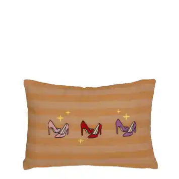 Kussen graphic hakken bruin oranje 35 x 25 cm