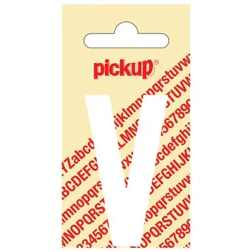 Pickup plakletter V wit mat 60 mm