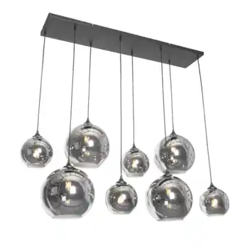 QAZQA 8-lichts hanglamp Sandra 40W E27 zwart staal
