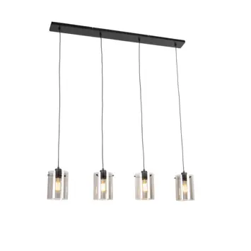 QAZQA 4-lichts hanglamp Dome 40W E27 zwart metaal