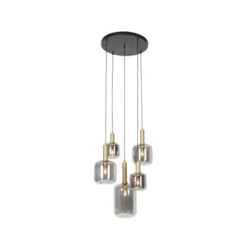 QAZQA 5-lichts hanglamp Zuzanna 40W E27 zwart staal