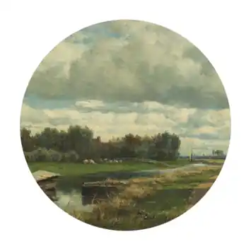 Ronde muursticker Landschap (dessin 119183)