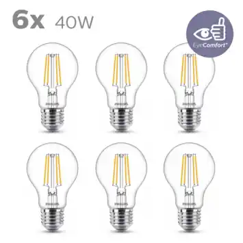 Philips LED peer E27 40W 6 stuks filament helder niet dimbaar