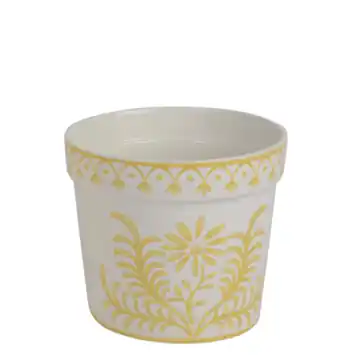 Keramieken bloemen Ø17x15 cm wit en geel