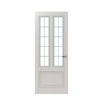 Lundia binnendeur Frama Tva 2H01 glas in lood wit gegrondverfd opdek links 83 x 211,5 cm