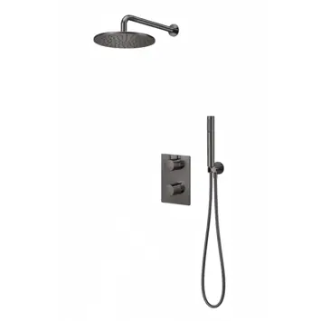 Marho Valdra regendouche set inbouw met thermostaatkraan 25 cm gun metal