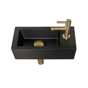 Marho fonteinset compleet rechts Ondine S mini zwart + geborsteld messing