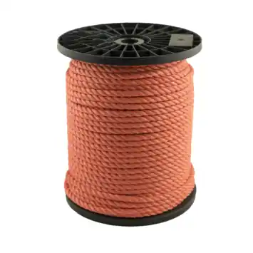 Ledent touw gedraaid oranje polypropyleen 8 mm per meter