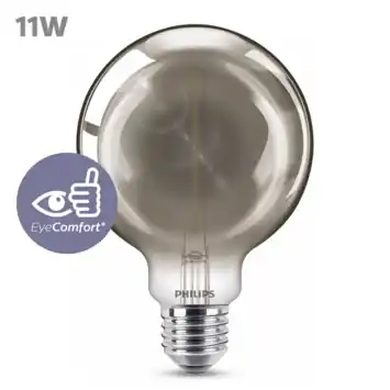 Philips LED globe E27 15W filament smoky niet dimbaar